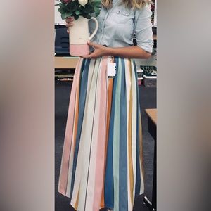 Loft Ann Taylor Colorful Striped Maxi Skirt- Size S